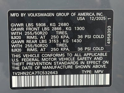 2026 Volkswagen Atlas 2.0T SE w/Technology 4MOTION