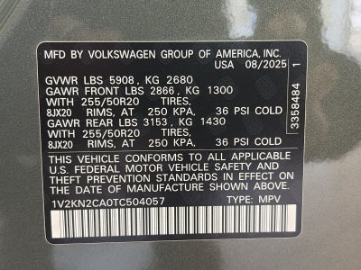 2026 Volkswagen Atlas 2.0T SE w/Technology 4MOTION