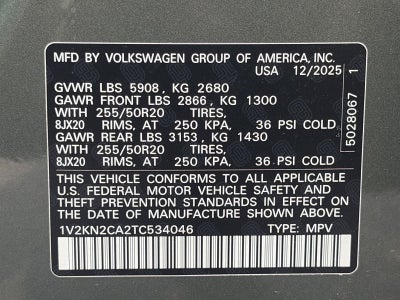 2026 Volkswagen Atlas 2.0T SE w/Technology 4MOTION