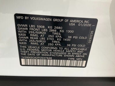 2026 Volkswagen Atlas 2.0T SE w/Technology 4MOTION