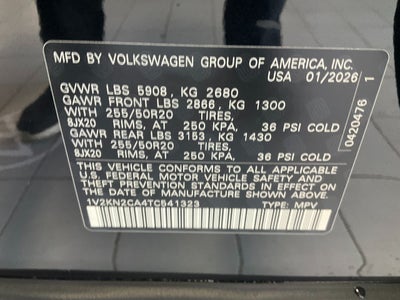 2026 Volkswagen Atlas 2.0T SE w/Technology 4MOTION