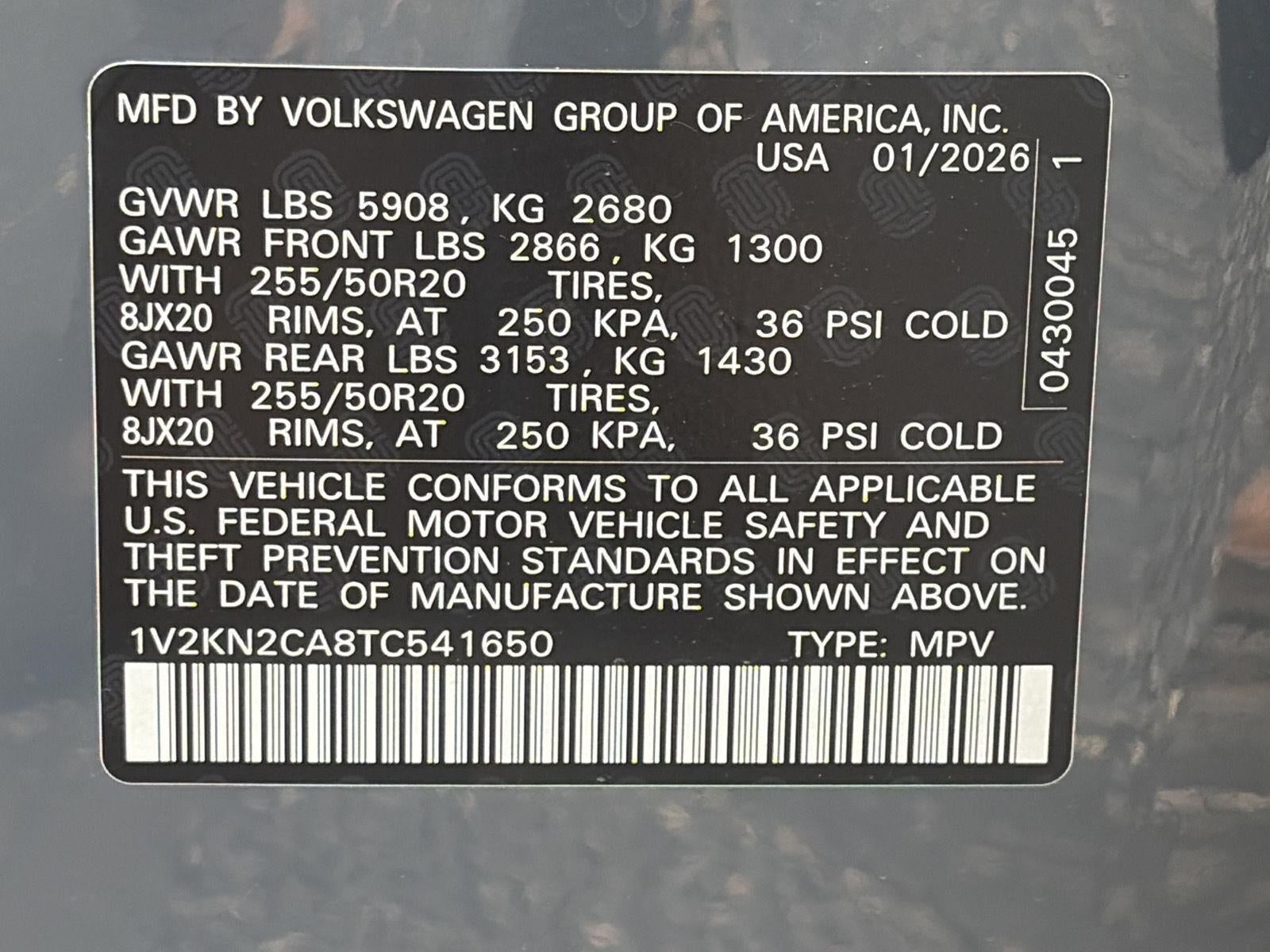 2026 Volkswagen Atlas 2.0T SE w/Technology 4MOTION