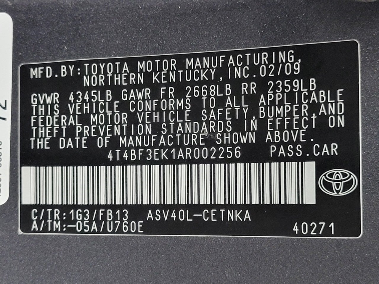 2010 Toyota Camry 4dr Sdn I4 Auto XLE