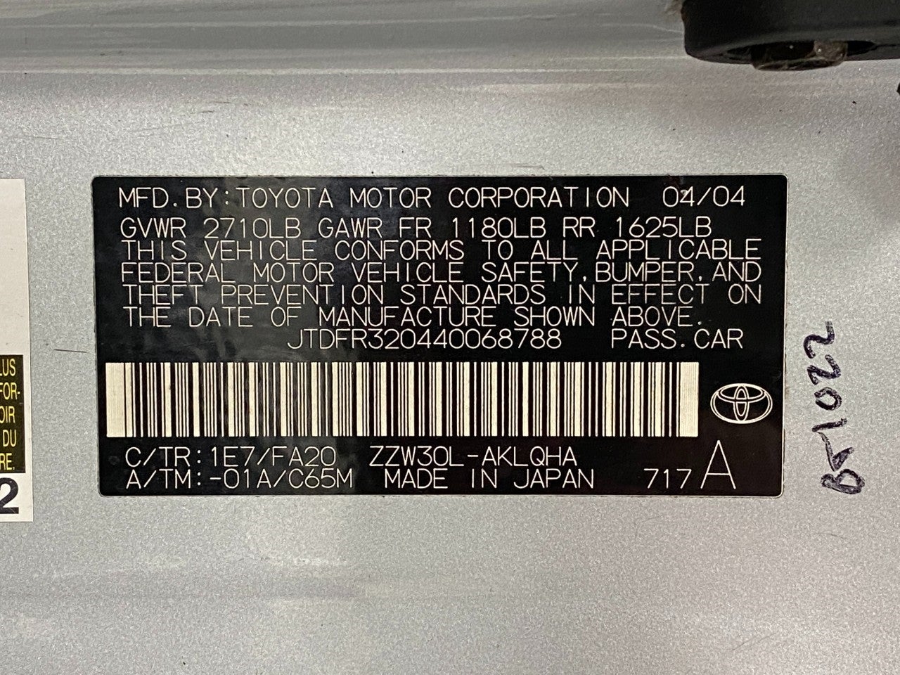 2004 Toyota MR2 Spyder 2dr Conv Manual